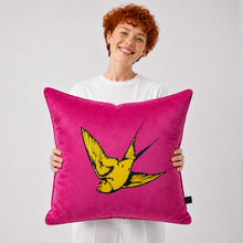Load image into Gallery viewer, 'Happiness in Solitude' Limited Edition Piped Velvet Pillow