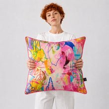 Load image into Gallery viewer, 'Happiness in Solitude' Limited Edition Piped Velvet Pillow